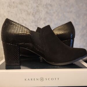 Karen Scott Black Mesh Block Heel Shoes